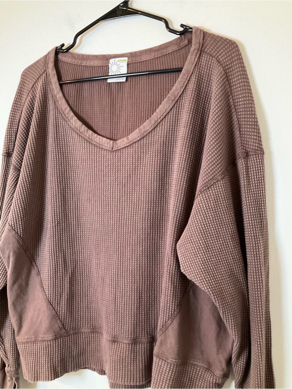 OFFLINE By Aerie Mauve Waffle Knit Oversized Pullover Small - Picture 3 of 5